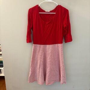 ❤️ Le Lis Red & White Fit-and-Flare Dress (L) – Made in USA!